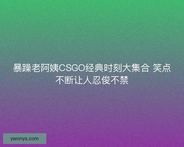 暴躁老阿姨CSGO经典时刻大集合 笑点不断让人忍俊不禁