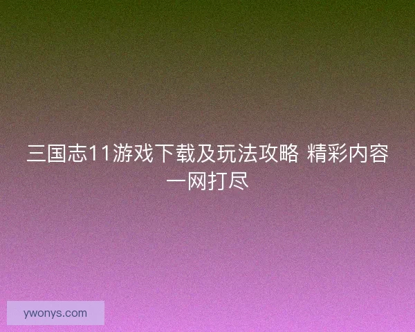三国志11游戏下载及玩法攻略 精彩内容一网打尽
