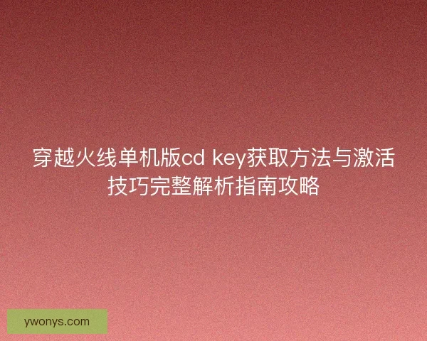 穿越火线单机版cd key获取方法与激活技巧完整解析指南攻略