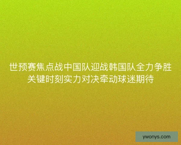 世预赛焦点战中国队迎战韩国队全力争胜关键时刻实力对决牵动球迷期待