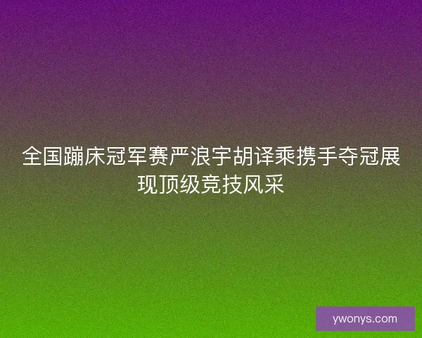 全国蹦床冠军赛严浪宇胡译乘携手夺冠展现顶级竞技风采 全国蹦床冠军赛严浪宇胡译乘携手夺冠展现顶级竞技风采